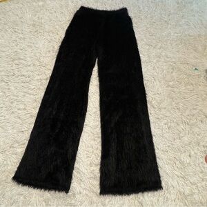 NEW Boohoo Black Wide-Leg Fluffy Comfortable Lounging Pants for Women, Size M